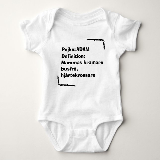 Personlig Babybody med Namn , Personalized Baby  Baby Bodysuit (Front)