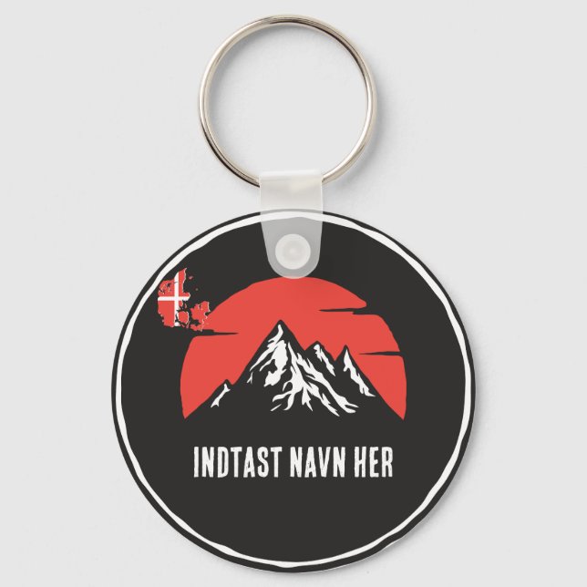 Personligt bynavn Danmark rundt design Key Ring (Front)