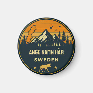 Personligt ortnamn Sverige runt design Magnet