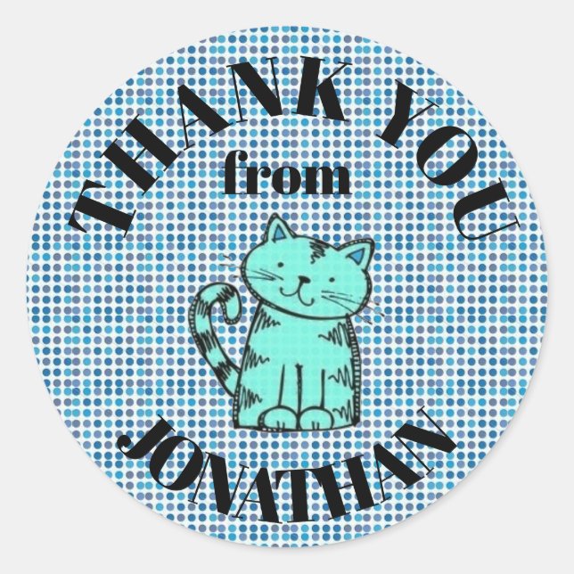 Personlised Thank you Stickers - Shades of Blue (Front)