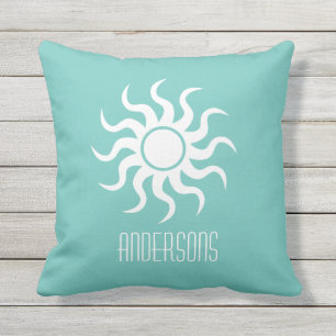 Personlize Name Summer Sun Light Green Cushion
