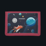 Personlized Outer Space Shuttle Galaxy Trifold Wallet<br><div class="desc">Outer space Trifold Wallet you can add a name to make it personal. Check out the other items in this collection below like the luggage tags to match this cute Trifold Wallet Add a name by clicking on the "Personalise" link above</div>