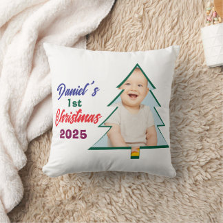 Personlized Photo Daniel's 1st Christmas Tree Cushion