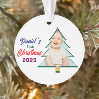 Personlized Photo Daniel's 1st Christmas Tree Ornament