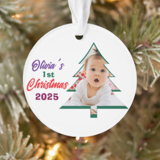 Personlized Photo Olivia's 1st Christmas Tree Ornament