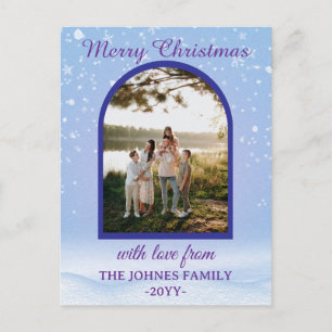 Personlized Purple Merry Christmas Photo  Holiday Postcard