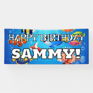 Personlized tropical fish HAPPY BIRTHDAY Banner