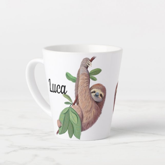Personnalisable Sloth Latte Mug (Left Angle)
