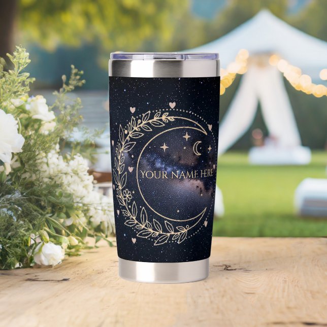 Personnalisé Lune Mystique et Ciel Étoilé  Insulated Tumbler (Wedding (Rotated))