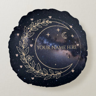 Personnalisé Lune Mystique et Ciel Étoilé  Round Cushion