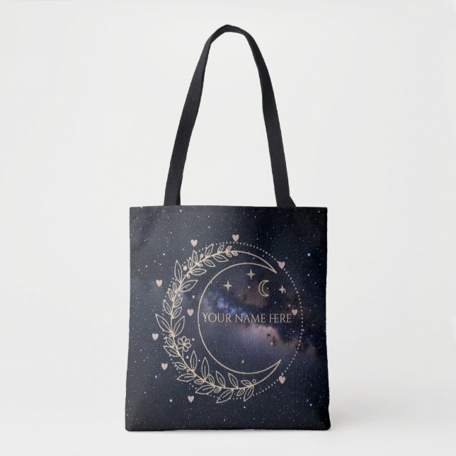 Personnalisé Lune Mystique et Ciel Étoilé  Tote Bag (Front)