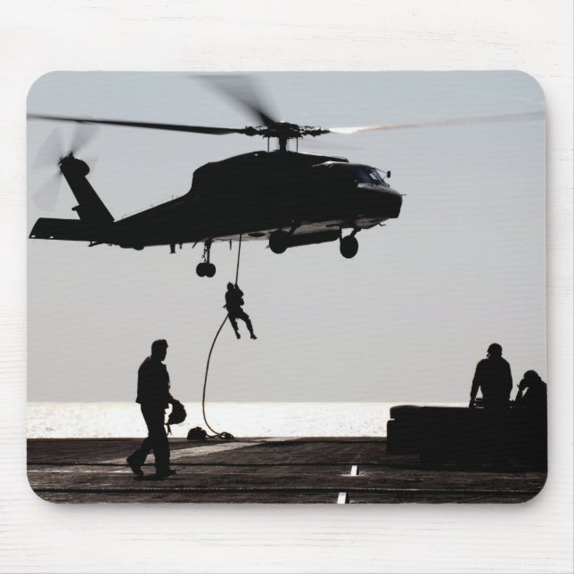 Personnel fast-rope out of an SH-60F Mouse Pad (Front)