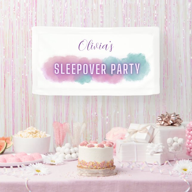 Personzalised 'Sleepover Party' | Pastel colours | Banner (Party)