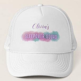 Personzalised 'Sleepover Squad' Pastel colours Trucker Hat