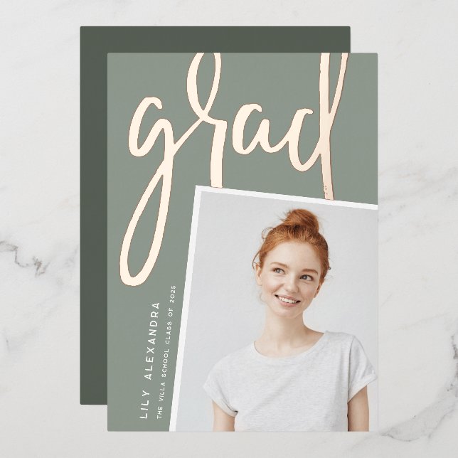 Perspective Foil | Photo Graduation Announcement (Front/Back)