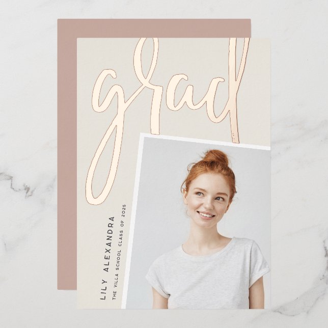 Perspective Foil | Photo Graduation Announcement (Front/Back)