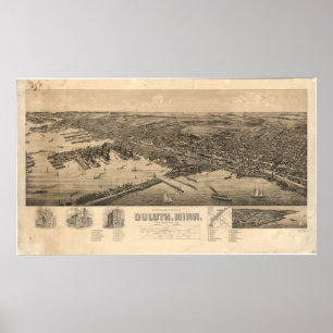 Perspective Map of Duluth Minnesota (1893) Poster