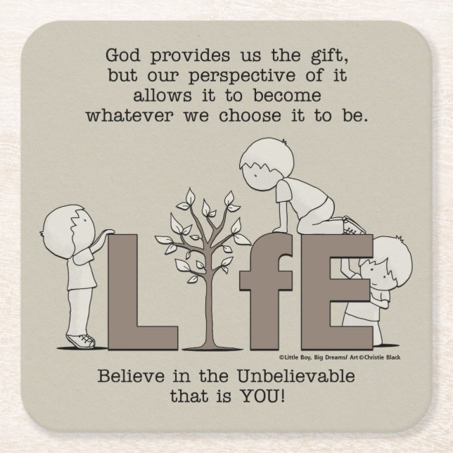Perspective of Life Square Paper Coaster (Front)