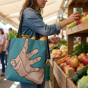 Perspective Reaching Hand Tote Bag