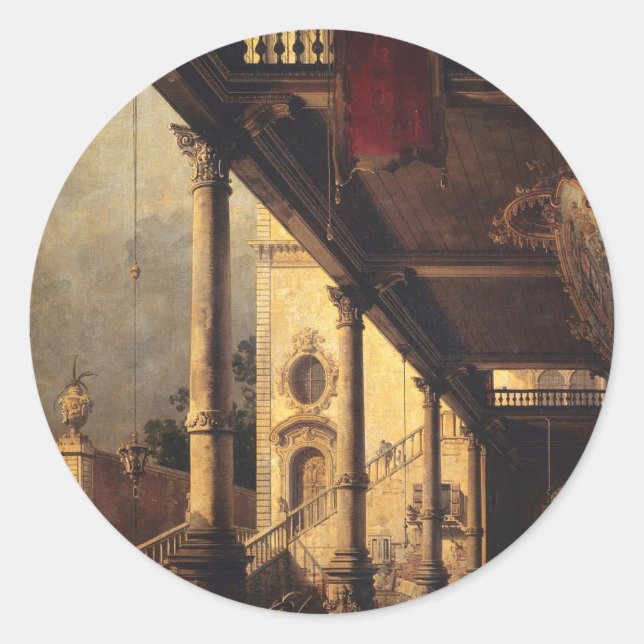 Perspective with a Portico Classic Round Sticker (Front)
