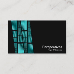 Perspectives v2 - Cyan and White on Black Business Card