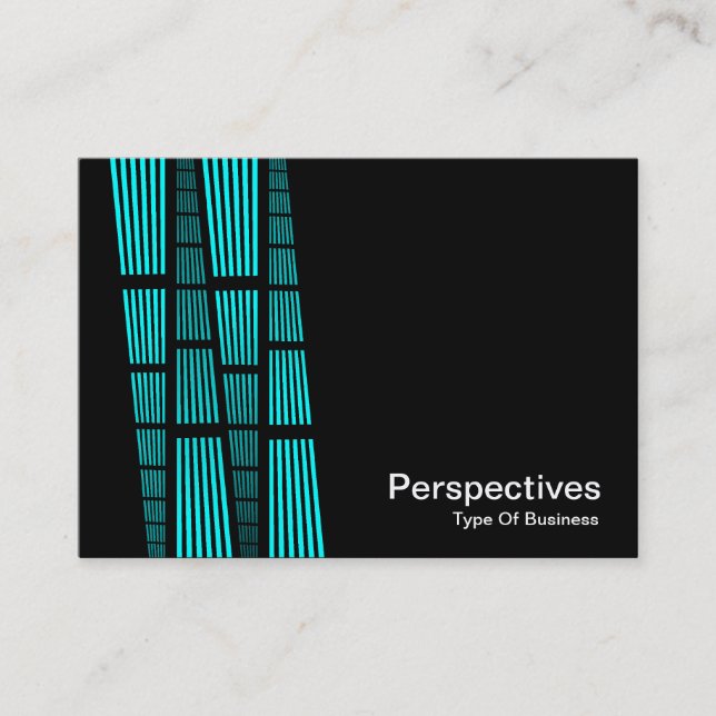 Perspectives v2 - Cyan and White on Black Business Card (Front)