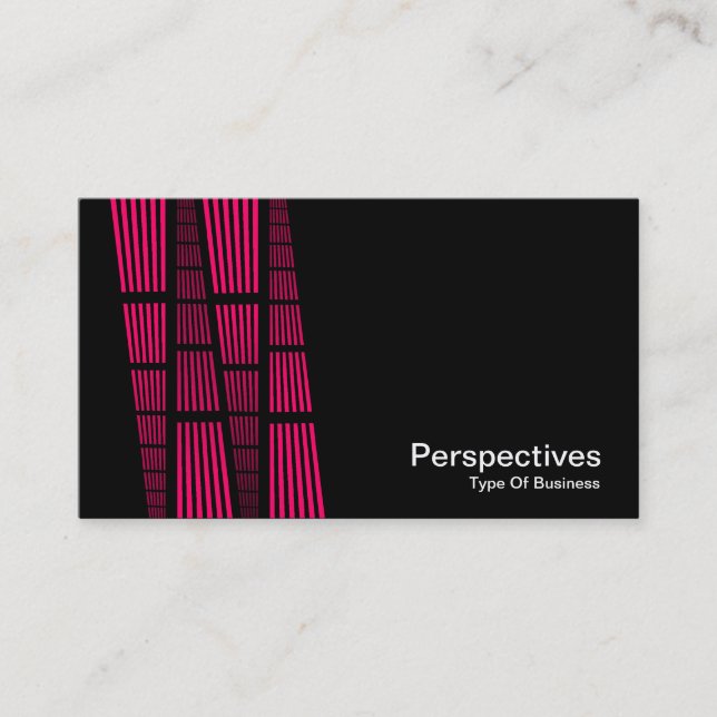 Perspectives v2 - Neon Red and White on Black Business Card (Front)