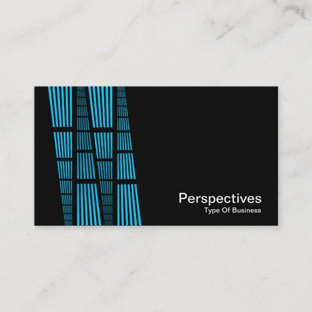 Perspectives v2 - Sky Blue and White on Black Business Card (Front)