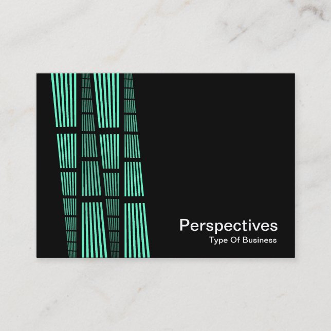 Perspectives v2 - Turquoise and White on Black Business Card (Front)