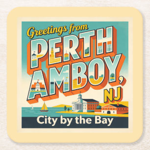 Perth Amboy NJ Retro Travel Coaster