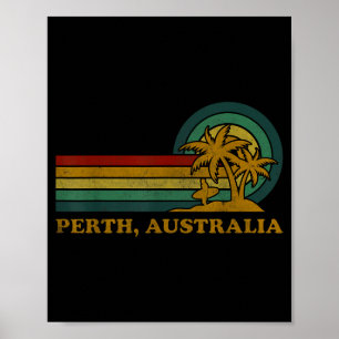 Perth Australia Beach Family Summer Vacation Palm Poster