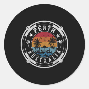 Perth Australia Beach Summer Vacation Vintage Suns Classic Round Sticker