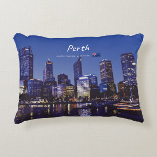Perth, Australia - City Skyline Night Decorative Cushion