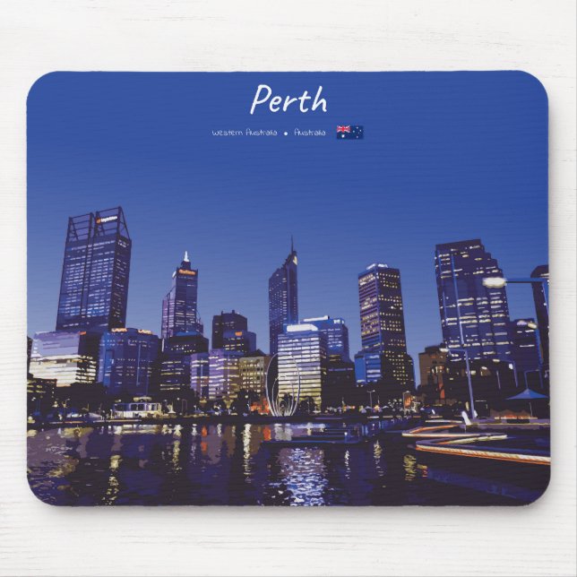 Perth, Australia - City Skyline Night Mouse Pad (Front)