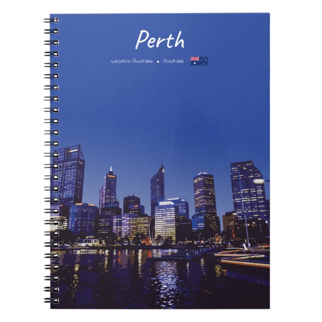 Perth, Australia - City Skyline Night Notebook (Front)