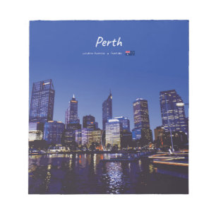 Perth, Australia - City Skyline Night Notepad