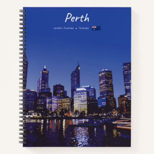Perth, Australia - City Skyline Night Spiral Notebook