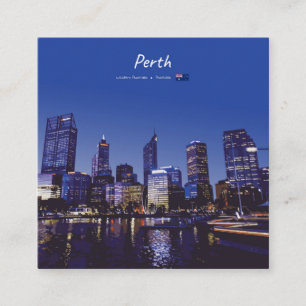 Perth, Australia - City Skyline Night Square Business Card