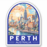 Perth Australia Travel Art Vintage<br><div class="desc">Perth retro vector travel design. Perth,  capital of Western Australia,  sits where the Swan River meets the southwest coast.</div>