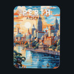 Perth Australia Travel Art Vintage Magnet<br><div class="desc">Perth retro vector travel design. Perth,  capital of Western Australia,  sits where the Swan River meets the southwest coast.</div>