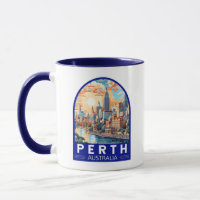 Perth Australia Travel Art Vintage