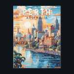 Perth Australia Travel Art Vintage Postcard<br><div class="desc">Perth retro vector travel design. Perth,  capital of Western Australia,  sits where the Swan River meets the southwest coast.</div>