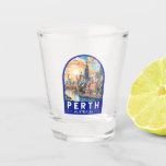 Perth Australia Travel Art Vintage Shot Glass<br><div class="desc">Perth retro vector travel design. Perth,  capital of Western Australia,  sits where the Swan River meets the southwest coast.</div>