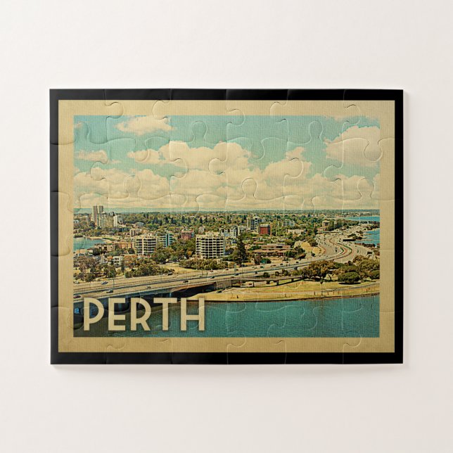 Perth Australia Vintage Travel Jigsaw Puzzle (Horizontal)