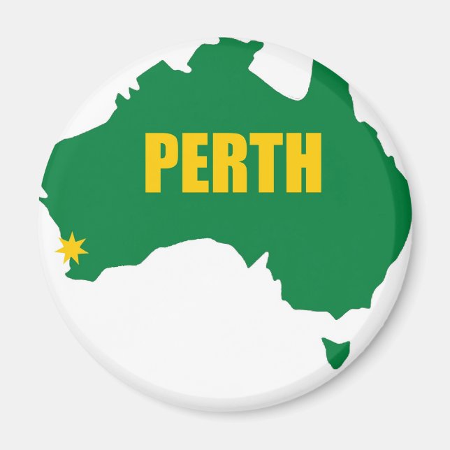 Perth Green and Gold Map Magnet (Front)