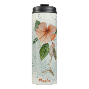 Perth Hibiscus and Cute Bird Thermal Tumbler