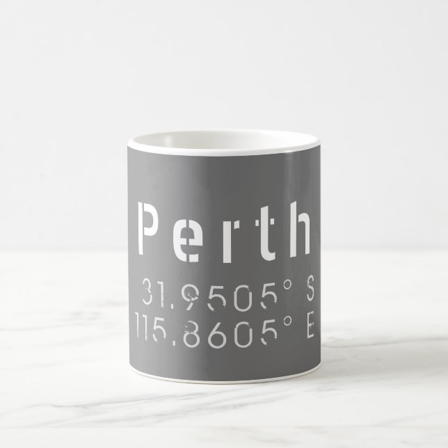 Perth Latitude and Longitude Coffee Mug (Center)