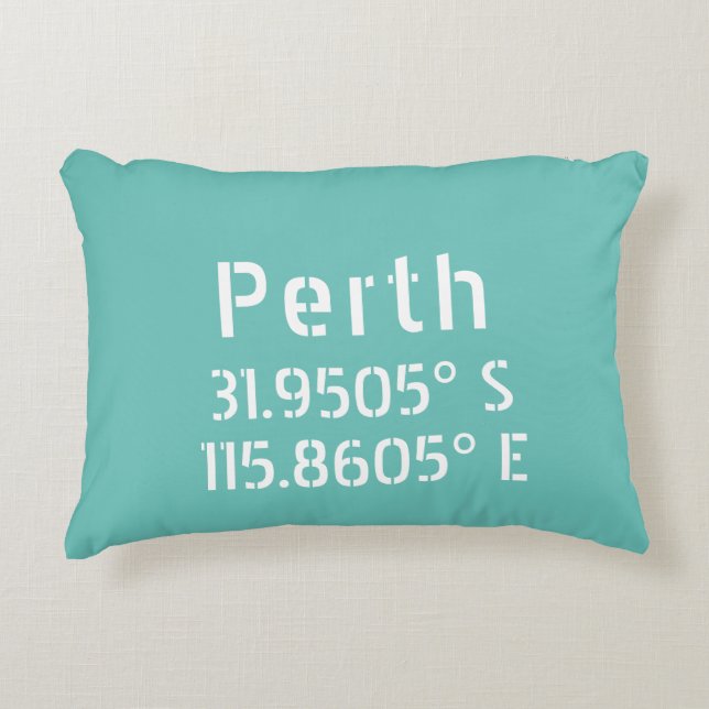 Perth Latitude Longitude Decorative Cushion (Front)