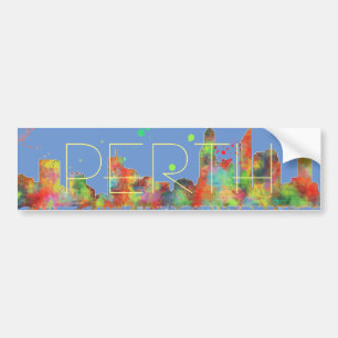 PERTH, WA SKYLINE BUMPER STICKER
