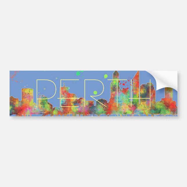 PERTH, WA SKYLINE BUMPER STICKER (Front)